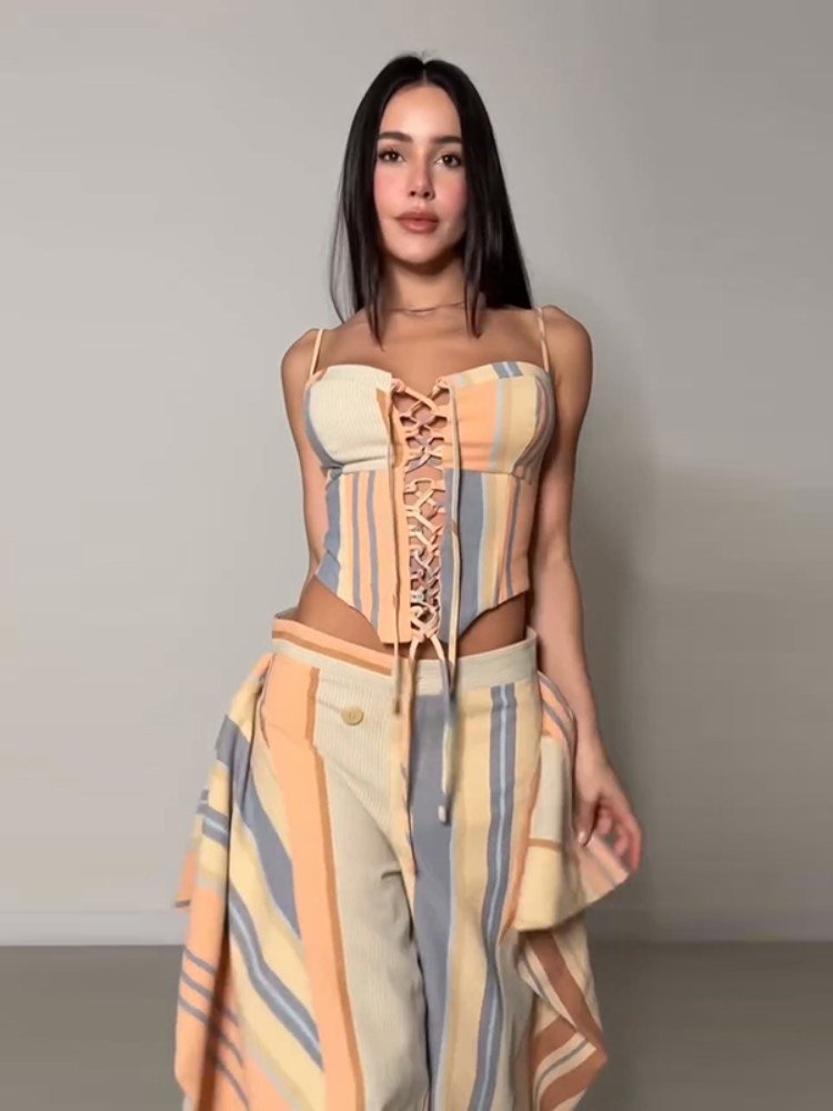 Pipe Bending Spring - Chic Lady Printed Pant Set Lace