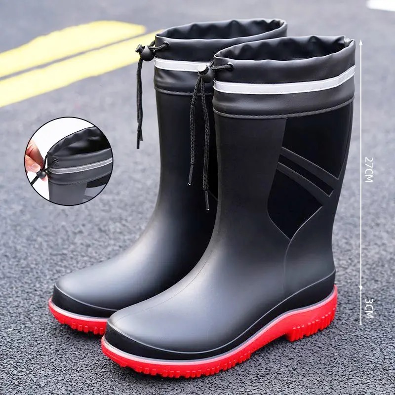 Pipe Bending Spring - Fashion Men's Medium Tube Rain Boots